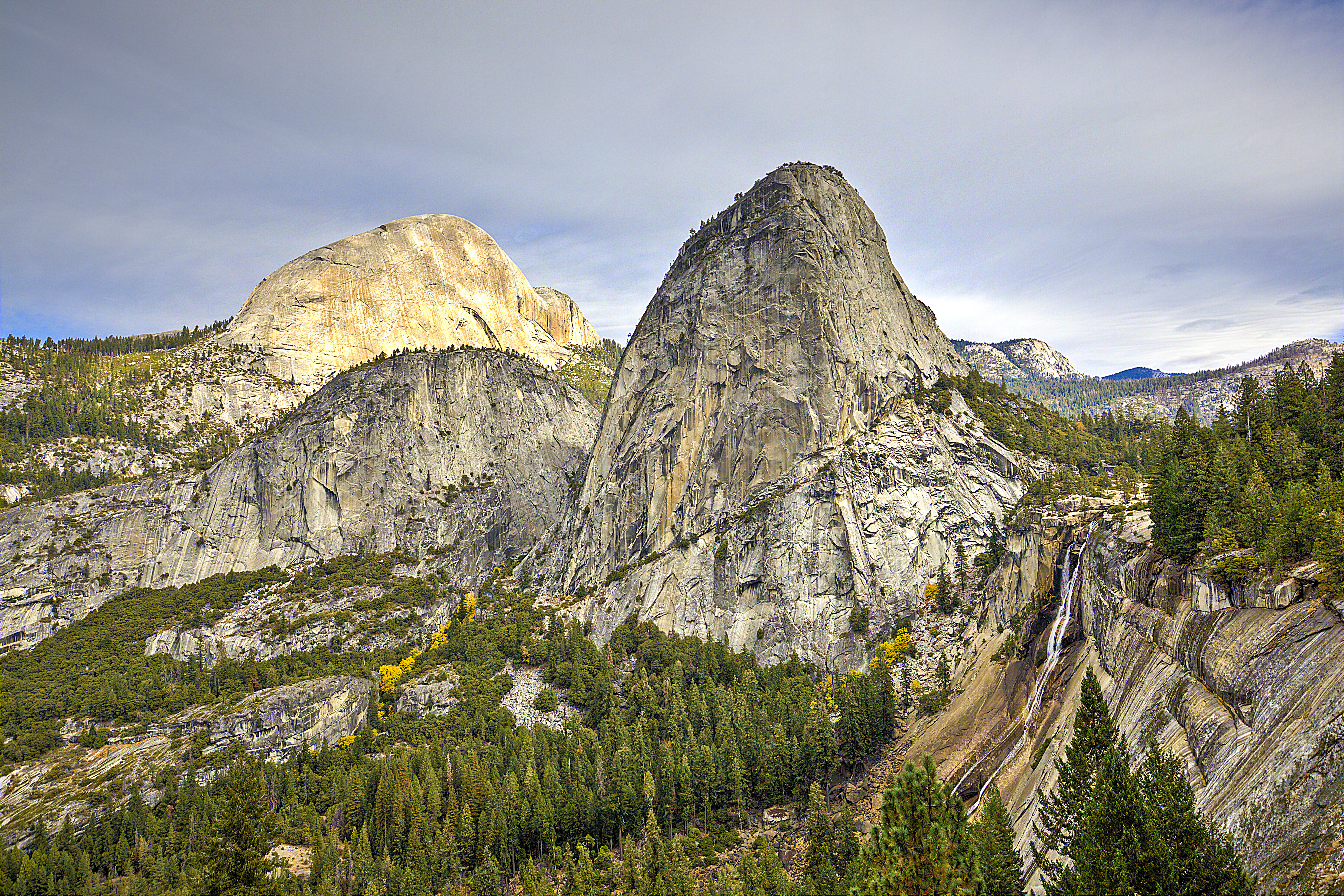 Nevada Falls and the Liberty Cap. Taken near the juncture between the Mist Trail and the John Muir Trail.