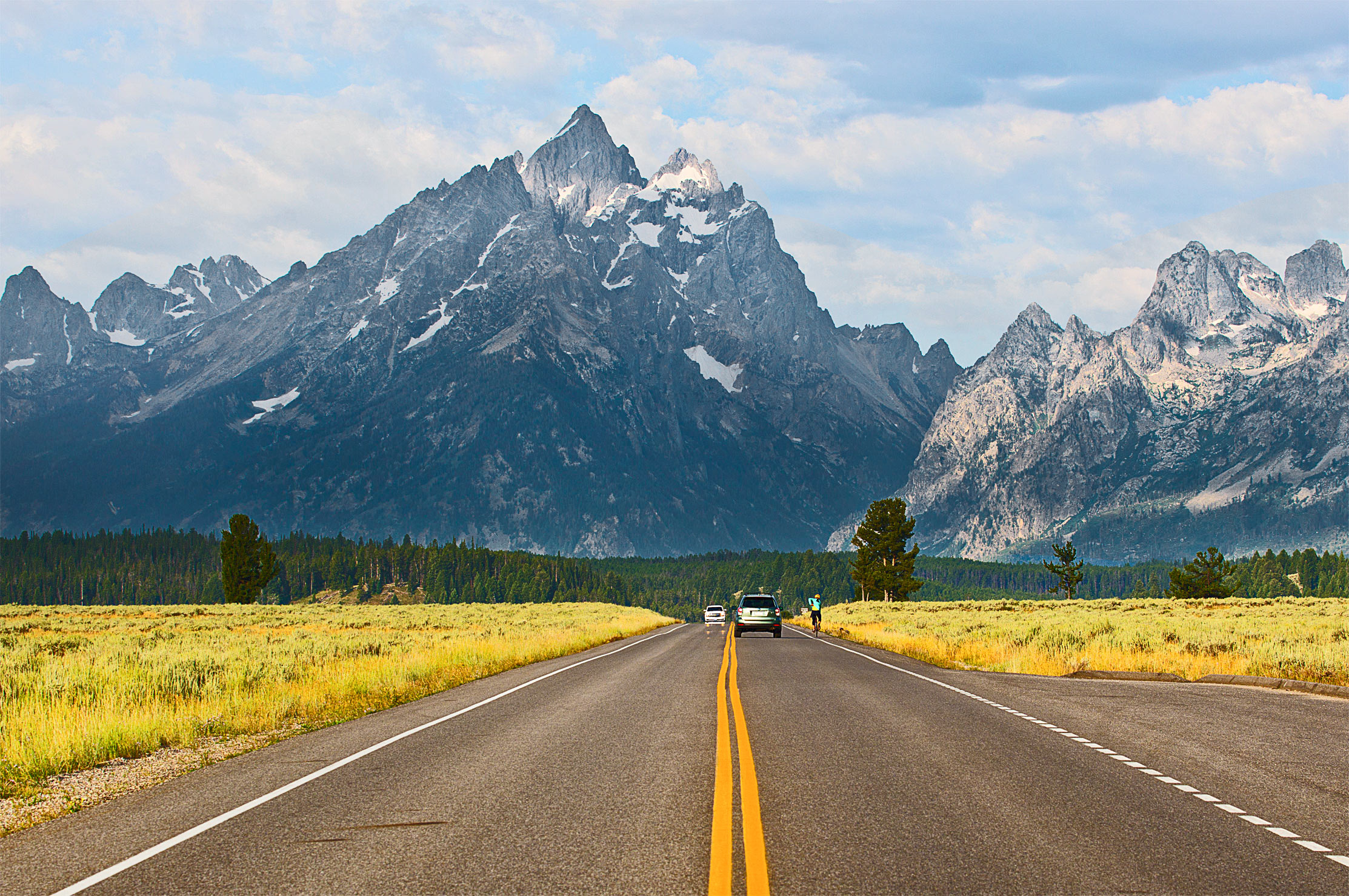Driving into the Tetons