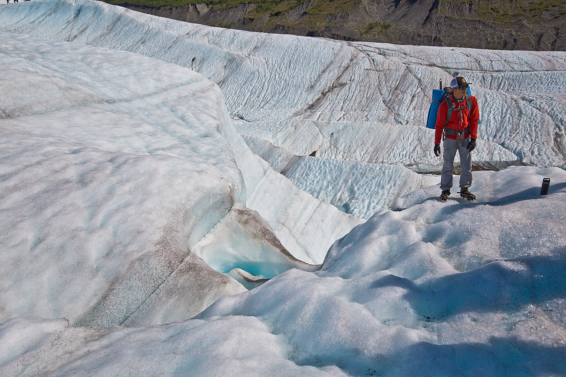 Our climbing guide scouts ahead