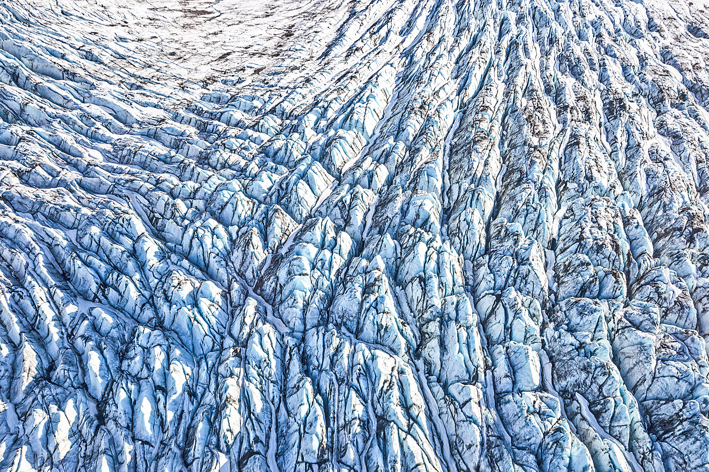 Looking down at miles and miles of glacial ice in Lake Clark National Park