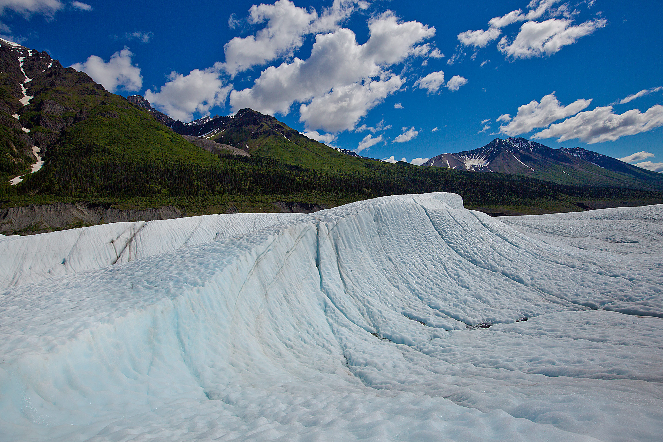 A big wall of ice on the Root Glacier